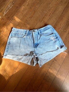 Good American Light Wash Denim Distressed Jean Shorts 6/28